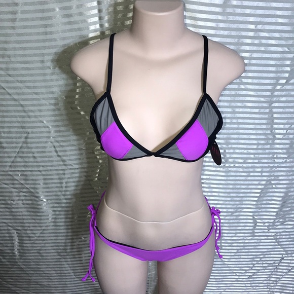 👙NWT Reversible Argyle Neon Purple String Bikini - Picture 6 of 16